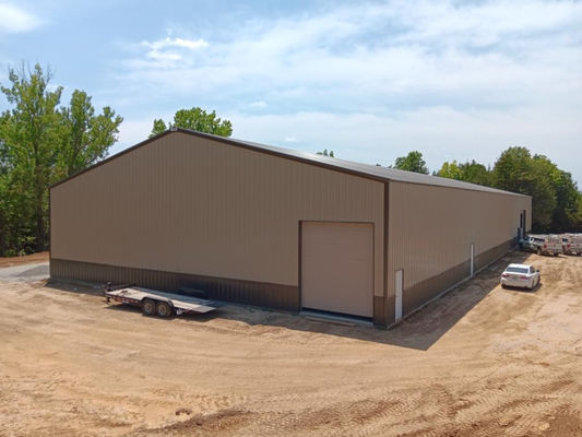 Rockwool Insulation Q345 Steel Grade Metal Warehouse Building With Round Bar Brace
